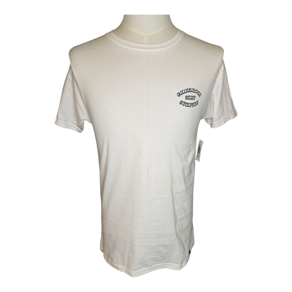Quiksilver Surf Company‎ Graphic T-Shirt White Bull Skull Cactus Mens Size Small